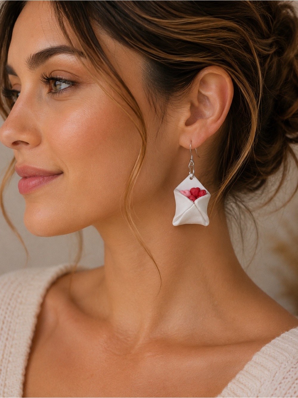 Heart Letter Earrings Valentine's‎ Day Gift Red Love Statement Dangle Handmade